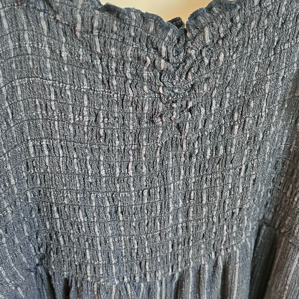🕶️Roxy Adventure Bound Woven Blue Pinstripe Gauzy Tank Jumpsuit - Picture 8 of 11